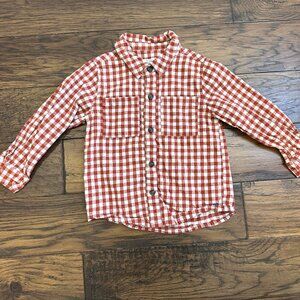Blue Rooster Red Check Flannel Button-Down